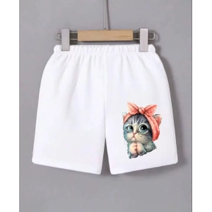 Beli Lastikli Baskılı Mini Şort - Beyaz