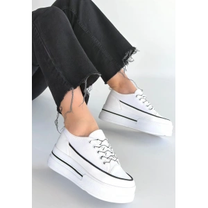 Dalen Beyaz Keten Bağcıklı Spor Ayakkabı