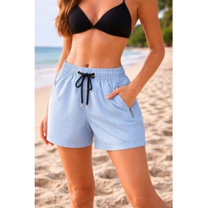 Deniz Şortu Fermuarlı Cepli File Astarlı Hızlı Kuruyan Premium - Bebek Mavisi