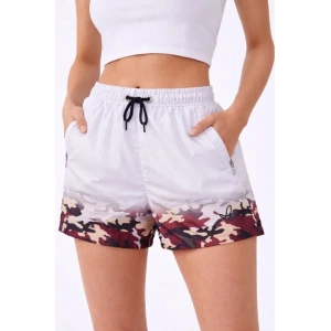 Deniz Şortu Fermuarlı Cepli File Astarlı Hızlı Kuruyan Premium - Beyaz