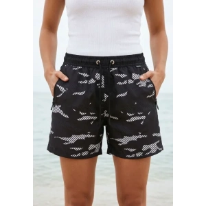 Deniz Şortu Fermuarlı Cepli File Astarlı Hızlı Kuruyan Premium - Siyah