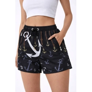 Deniz Şortu Fermuarlı Cepli File Astarlı Hızlı Kuruyan Premium - Siyah