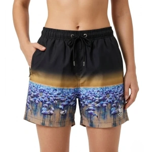 Deniz Şortu Fermuarlı Cepli File Astarlı Hızlı Kuruyan Premium - Siyah