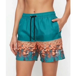 Deniz Şortu Fermuarlı Cepli File Astarlı Hızlı Kuruyan Premium - Su Yeşili