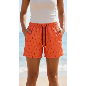 Deniz Şortu Fermuarlı Cepli File Astarlı Hızlı Kuruyan Premium - Turuncu