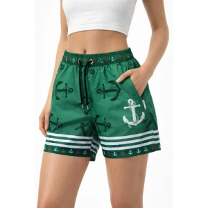 Deniz Şortu Fermuarlı Cepli File Astarlı Hızlı Kuruyan Premium - Yeşil