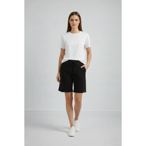 Dokuma Otoban Şort Beli Lastikli Bağcıklı, Cepli, Rahat Kesim Günlük Yazlık Şort - Siyah
