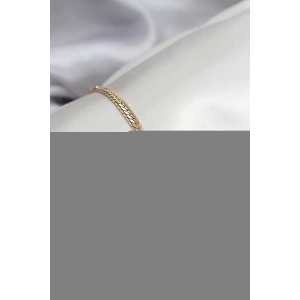 Erb 14K Gold Renk Kaplama Lazer Ezme Zincir Model CM Kadın Bileklik