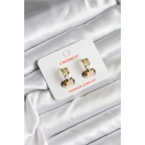 Erb 14K Gold Renk Kaplama Zirkon Taşlı Halka Model CM Kadın Küpe