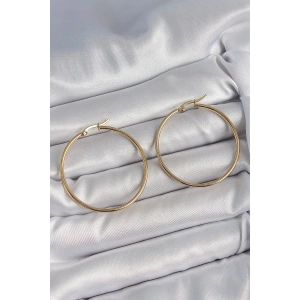 Erb 316 Çelik Gold Renk 43 Mm Halka Model Kadın Küpe