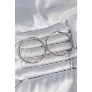 Erb 316 Çelik Gümüş Renk 53 Mm Halka Model Kadın Küpe