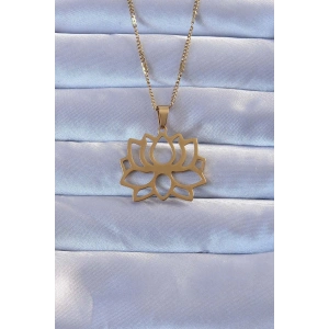 Erb 316L Altın Renk Lotus Kolye