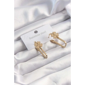 Erb 316L Çelik Altın Renk Geometrik Yonca Model Küpe