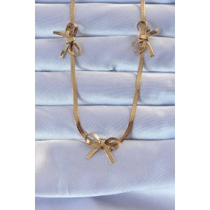 Erb 316L Çelik Altın Renk İtalyan Zincirli Fiyonk Kolye