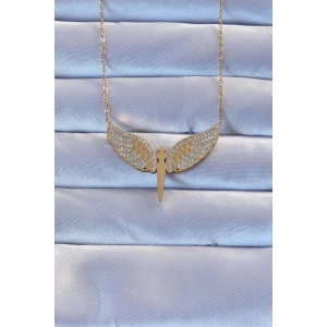 Erb 316L Çelik Altın Renk Zirkon Taşlı Mikail Kolye