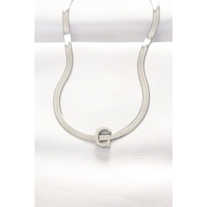 Erb 316L Çelik C Harfli Silver Renk İtalyan Zincirli Kolye