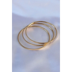 Erb 316L Çelik Gold Renk 3'lü Ajda Model Kadın 60 Mm Bilezik