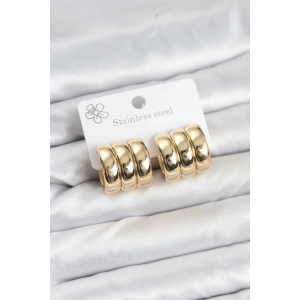 Erb 316L Çelik Gold Renk 3'lü Görünüm Kadın Küpe
