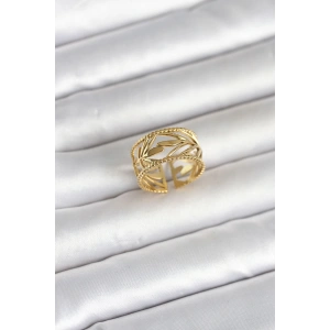 Erb 316L Çelik Gold Renk Başak Model Kadın Yüzük