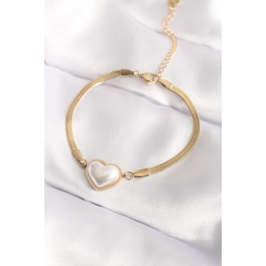 Erb 316L Çelik Gold Renk Bombeli Kalp Kadın Bileklik