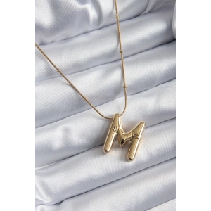 Erb 316L Çelik Gold Renk Bubble "M" Harf Model Kadın Kolye