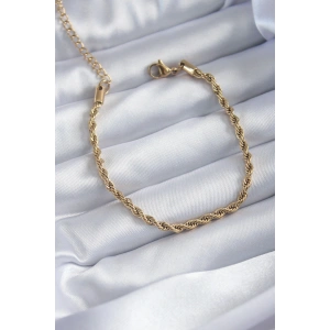 Erb 316L Çelik Gold Renk Burgu Zincir Model Kadın Bileklik
