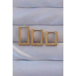 Erb 316L Çelik Gold Renk Dikdörtgen Küpe Seti