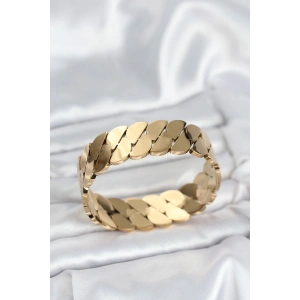 Erb 316L Çelik Gold Renk Ezme Zincir Model Kadın Kelepçe Bileklik