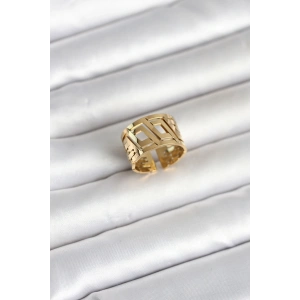 Erb 316L Çelik Gold Renk Geometrik Model Kadın Yüzük