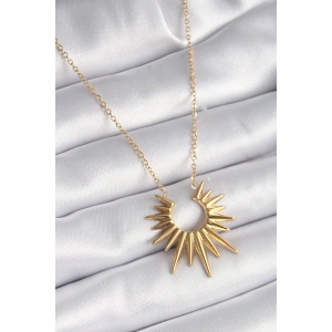 Erb 316L Çelik Gold Renk Güneş Model Vintage Kadın Kolye