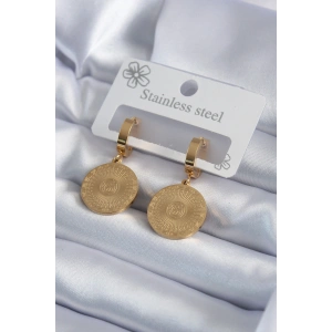 Erb 316L Çelik Gold Renk İşleme Detay Kadın Küpe
