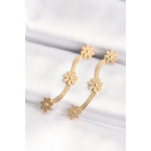 Erb 316L Çelik Gold Renk İtalyan Zincir Papatya Küpe