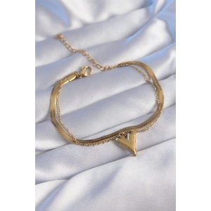 Erb 316L Çelik Gold Renk İtalyan Zincirli Kalp Model Bileklik