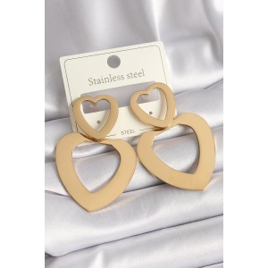 Erb 316L Çelik Gold Renk Kalp Model Kadın Küpe