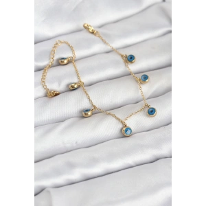 Erb 316L Çelik Gold Renk Minimal Nazar Model Kadın Bileklik