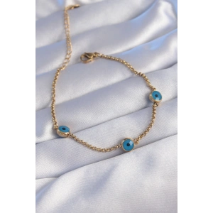 Erb 316L Çelik Gold Renk Nazar Boncuk Tasarımlı Bileklik