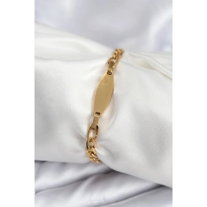 Erb 316L Çelik Gold Renk Oval Yazı Yazmaya Uygun Kadın Bileklik