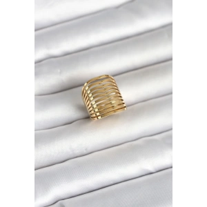 Erb 316L Çelik Gold Renk Plaka Model Kadın Yüzük