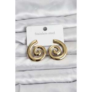 Erb 316L Çelik Gold Renk Sarmal Modelli Kadın Küpe