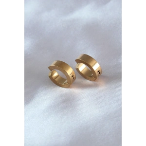 Erb 316L Çelik Gold Renk Sıkıştırmalı Erkek Küpe