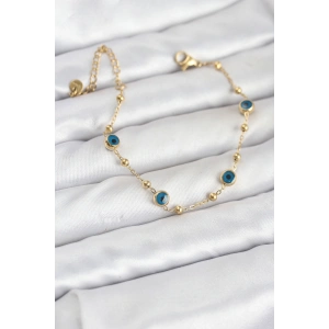 Erb 316L Çelik Gold Renk Topçuklu Nazar Model Kadın Bileklik