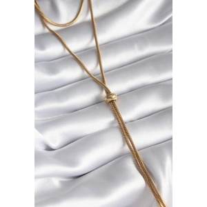 Erb 316L Çelik Gold Renk Tüp Zincir Asansör Model Kadın Kolye