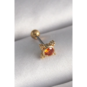 Erb 316L Çelik Gold Renk Turuncu Zirkon Taşlı Tragus Piercing