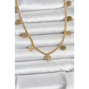 Erb 316L Çelik Gold Renk Yaşam Ağacı Model Kadın Kolye