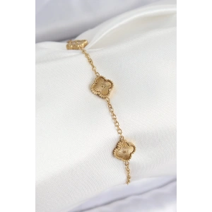 Erb 316L Çelik Gold Renk Yonca Kadın Bileklik