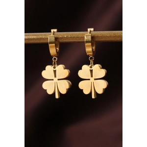 Erb 316L Çelik Gold Renk Yonca Küpe