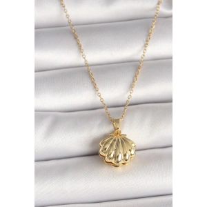 Erb 316L Çelik Gold Renk Zincir Açılır İncili Midye Model Kadın Kolye