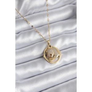 Erb 316L Çelik Gold Renk Zirkon Taşlı Jaguar Model Kadın Kolye