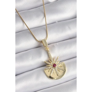 Erb 316L Çelik Gold Renk Zirkon Taşlı Yıldız Model Kadın Kolye