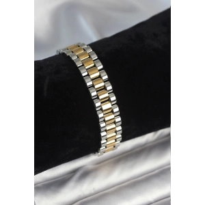 Erb 316L Çelik Gold Ve Gümüş Renk 12 Mm Kalınlık Erkek Bileklik